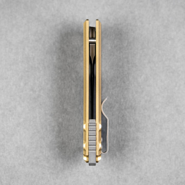 URBAN F5.5 - Darkwashed Magnacut & Blasted Brass w/ Anchor Stamp - URBAN EDC®