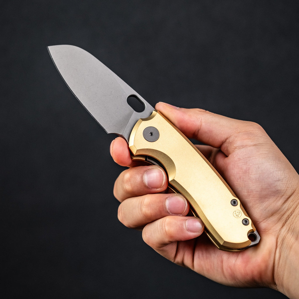 URBAN F5.5 - Darkwashed Magnacut & Blasted Brass w/ Anchor Stamp - URBAN EDC®