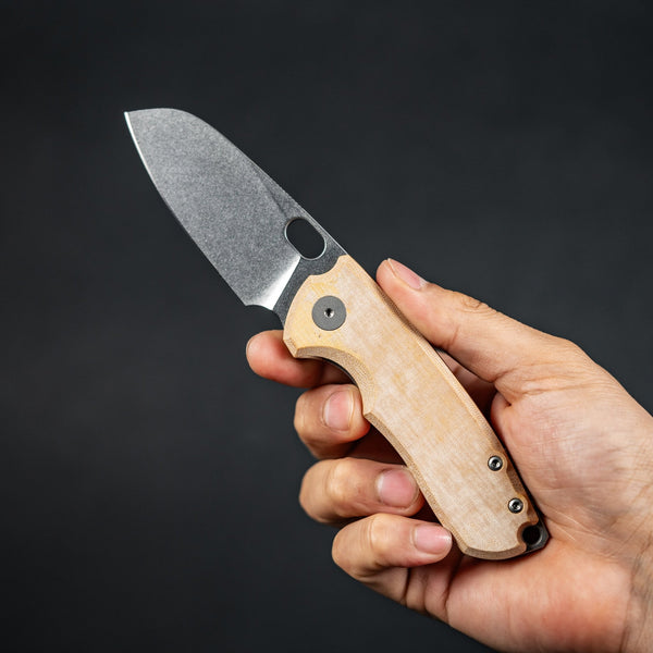 URBAN F5.5 - Fine Stonewashed Magnacut & Natural Linen Micarta - URBAN EDC®