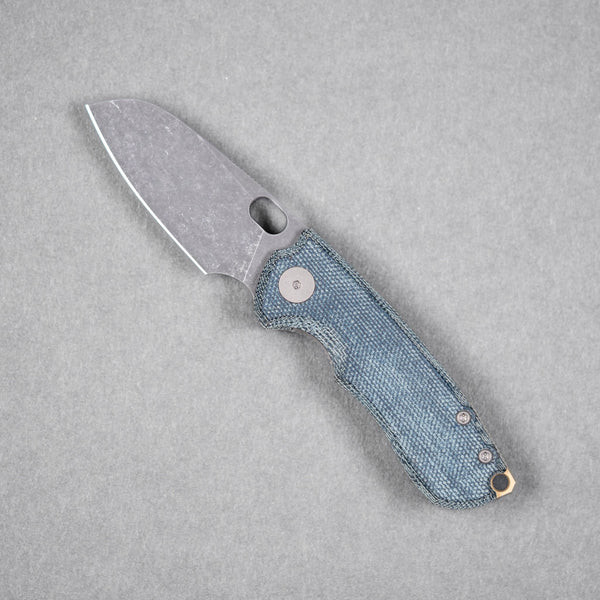 URBAN Jib - Acid-Etched Vanax & Blue Denim Micarta Linerlock w/ Bronze Backspacer - URBAN EDC®