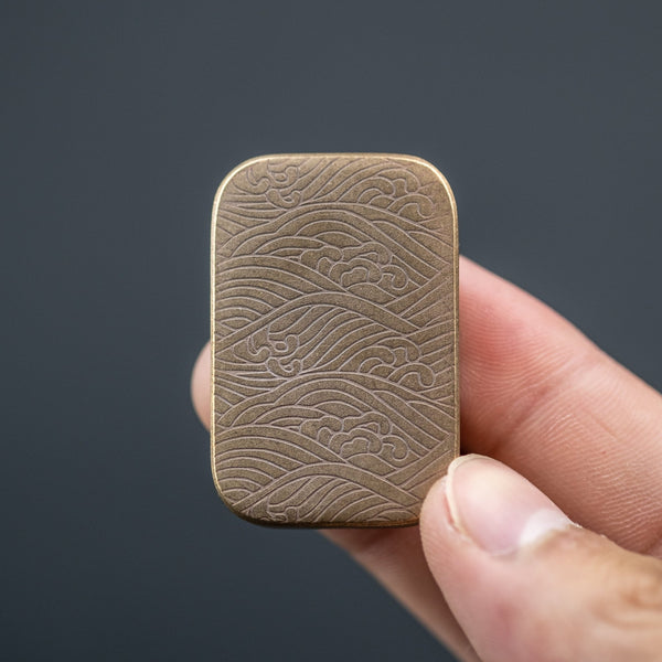 Ben Krein Worry Stone - Bronze w/ Seigaiha V2 Engraving (Exclusive) - URBAN EDC®