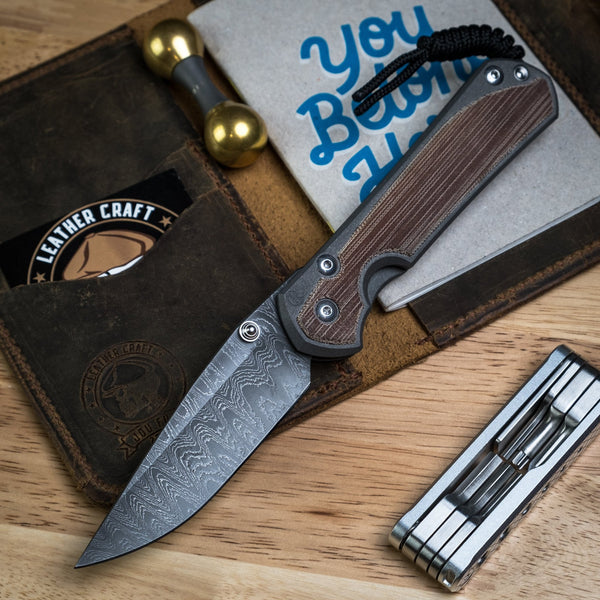 Chris Reeve Large Sebenza 31 Drop Point - Natural Micarta & Ladder Damascus - URBAN EDC®