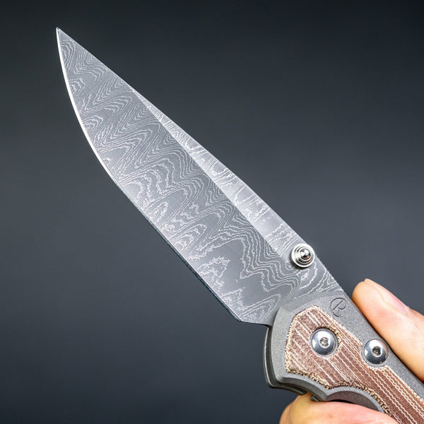 Chris Reeve Large Sebenza 31 Drop Point - Natural Micarta & Ladder Damascus - URBAN EDC®