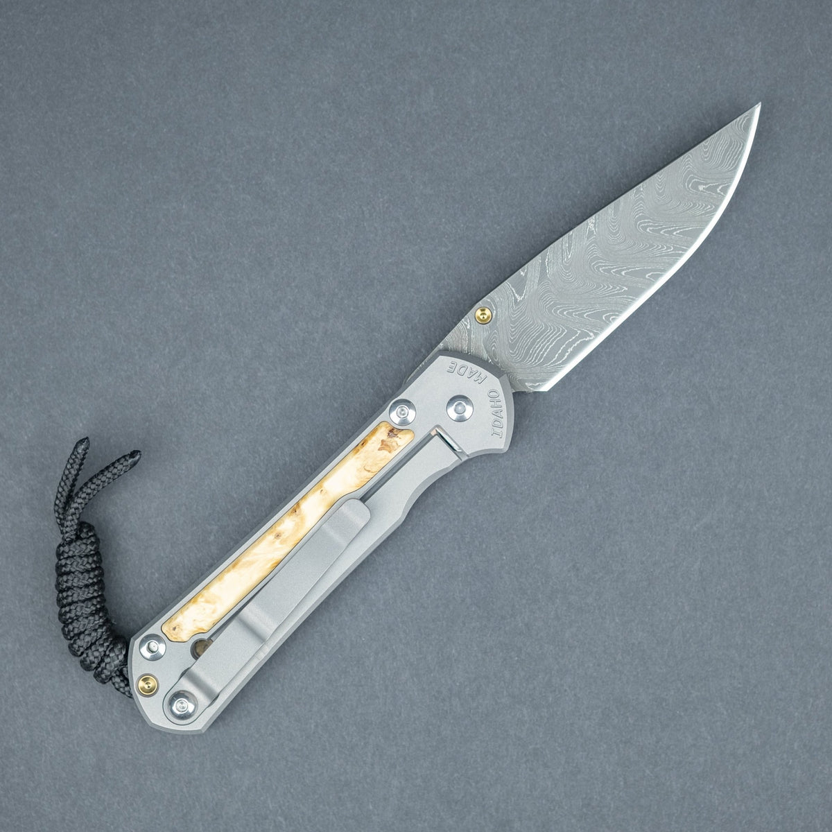 Chris Reeve Small Sebenza 31 - Boomerang Damascus Drop Point Blade w/ Box Elder Inlay - URBAN EDC®