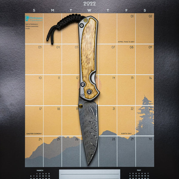 Chris Reeve Small Sebenza 31 - Boomerang Damascus Drop Point Blade w/ Box Elder Inlay - URBAN EDC®
