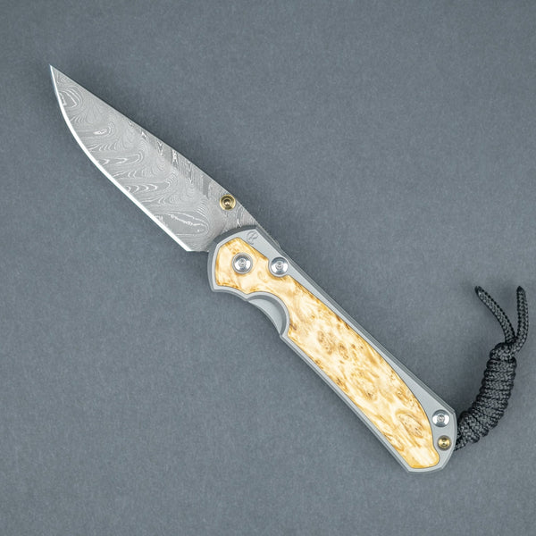 Chris Reeve Small Sebenza 31 - Boomerang Damascus Drop Point Blade w/ Box Elder Inlay - URBAN EDC®
