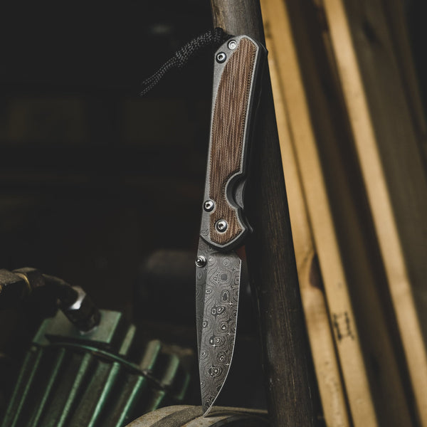 Chris Reeve Small Sebenza 31 - Raindrop Damascus w/ Natural Canvas Micarta Inlays - URBAN EDC®