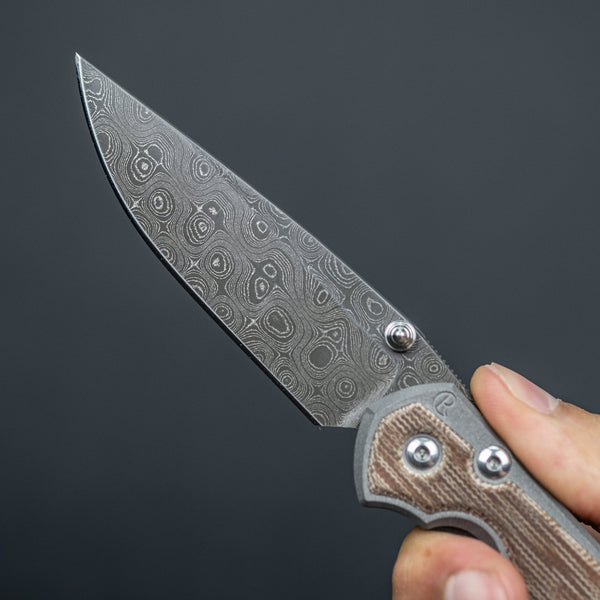 Chris Reeve Small Sebenza 31 - Raindrop Damascus w/ Natural Canvas Micarta Inlays - URBAN EDC®