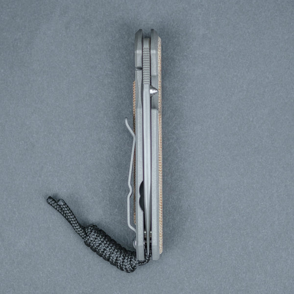 Chris Reeve Small Sebenza 31 - Raindrop Damascus w/ Natural Canvas Micarta Inlays - URBAN EDC®