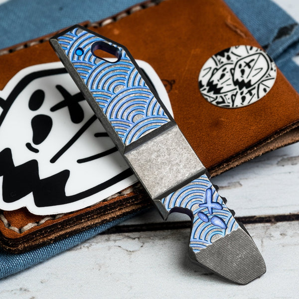 OEG EDC Good Luck Pry - Titanium w/ Seigaiha Motif (Exclusive) - URBAN EDC®
