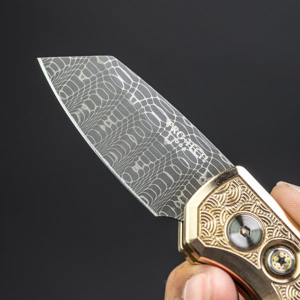 Pro - Tech Knives Seigaiha Runt 5 - Damascus & Bronze (Limited & Custom) - URBAN EDC®
