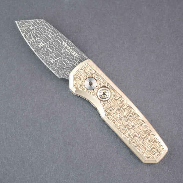 Pro - Tech Knives Seigaiha Runt 5 - Damascus & Bronze (Limited & Custom) - URBAN EDC®