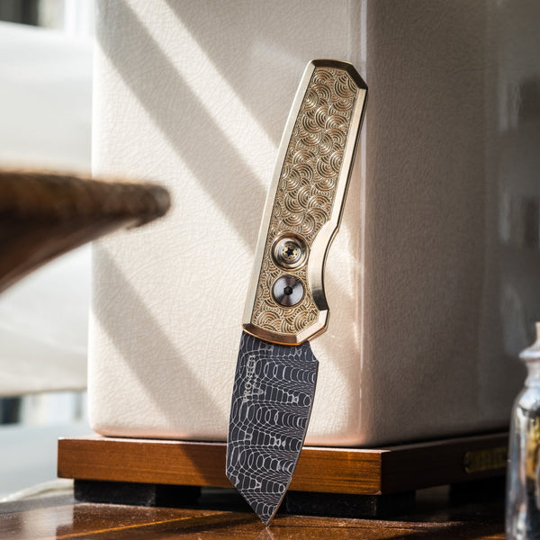 Pro - Tech Knives Seigaiha Runt 5 - Damascus & Bronze (Limited & Custom) - URBAN EDC®