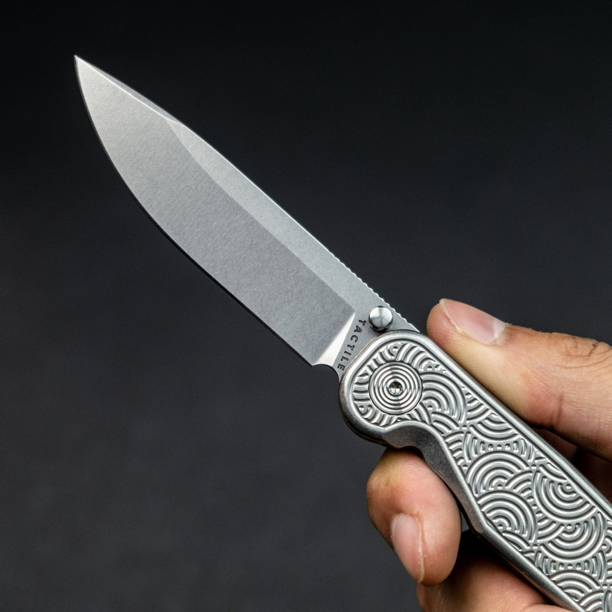 Tactile Knife Co. Rockwall Thumbstud - Modern - Seigaiha Engraved Titanium (Exclusive) - URBAN EDC®
