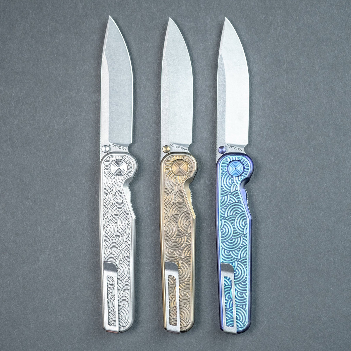 Tactile Knife Co. Rockwall Thumbstud - Modern - Seigaiha Engraved Titanium (Exclusive) - URBAN EDC®