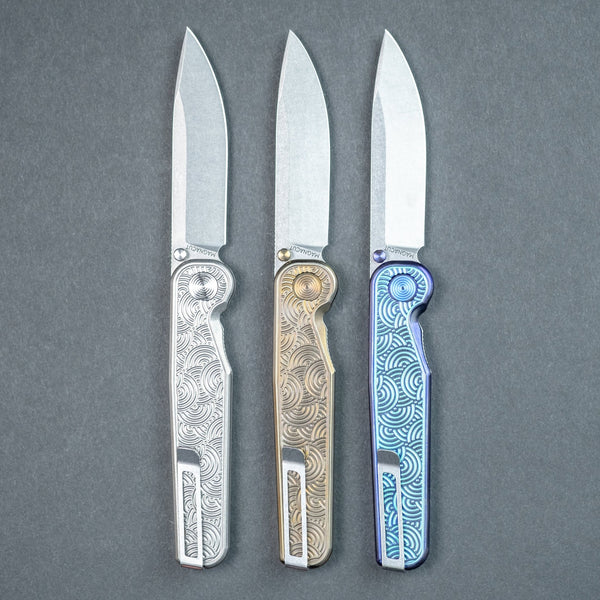 Tactile Knife Co. Rockwall Thumbstud - Modern - Seigaiha Engraved Titanium (Exclusive) - URBAN EDC®