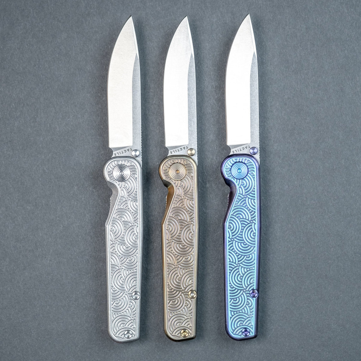 Tactile Knife Co. Rockwall Thumbstud - Modern - Seigaiha Engraved Titanium (Exclusive) - URBAN EDC®
