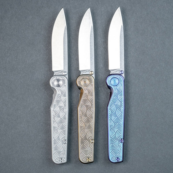 Tactile Knife Co. Rockwall Thumbstud - Modern - Seigaiha Engraved Titanium (Exclusive) - URBAN EDC®