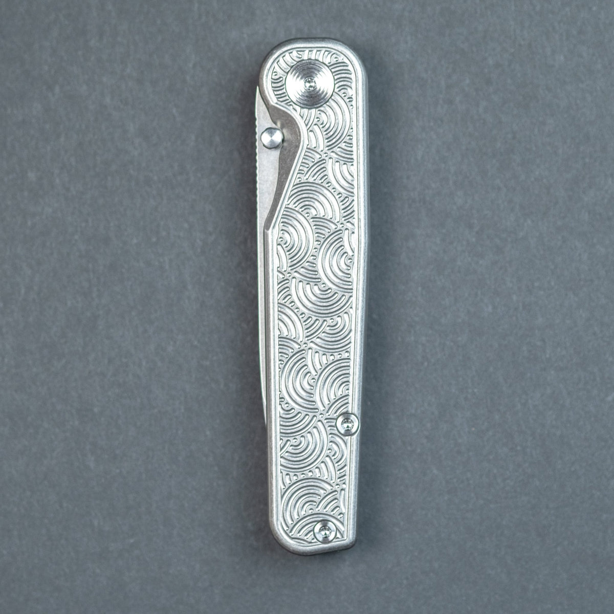 Tactile Knife Co. Rockwall Thumbstud - Modern - Seigaiha Engraved Titanium (Exclusive) - URBAN EDC®