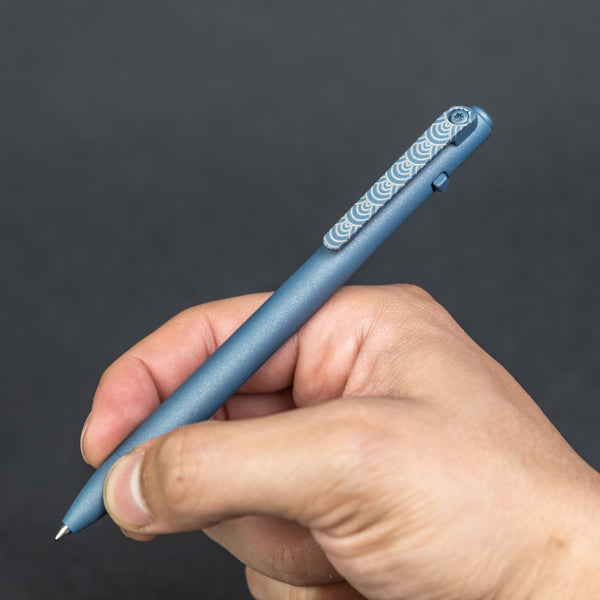 Tactile Turn Slim Side Click Pen - Seigaiha Cerakoted Titanium - URBAN EDC®