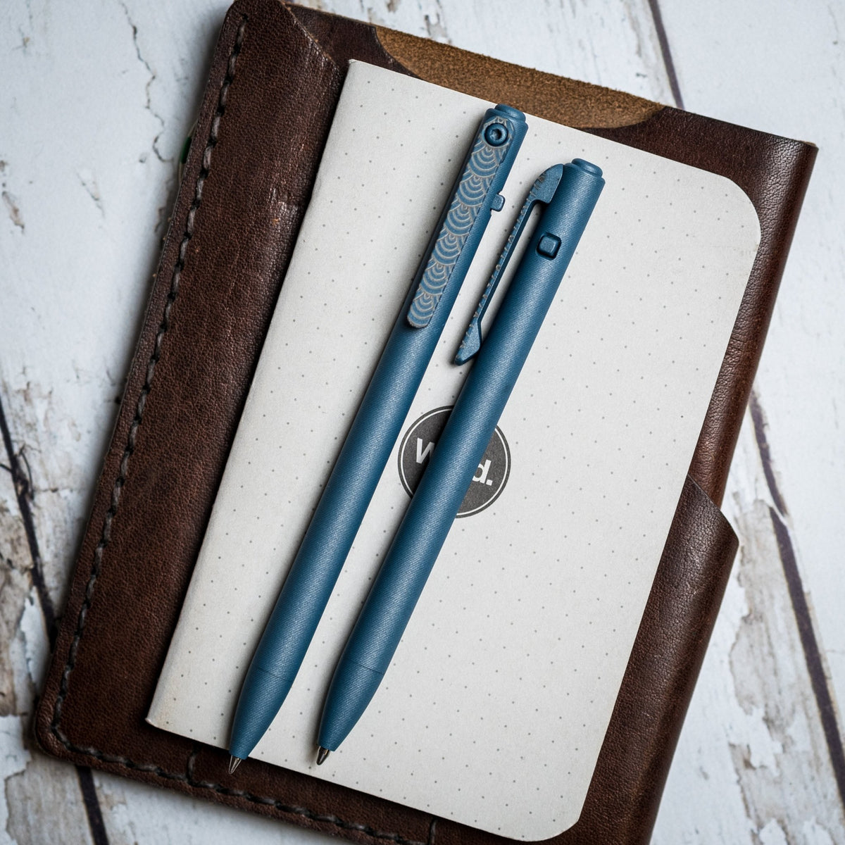 Tactile Turn Slim Side Click Pen - Seigaiha Cerakoted Titanium - URBAN EDC®