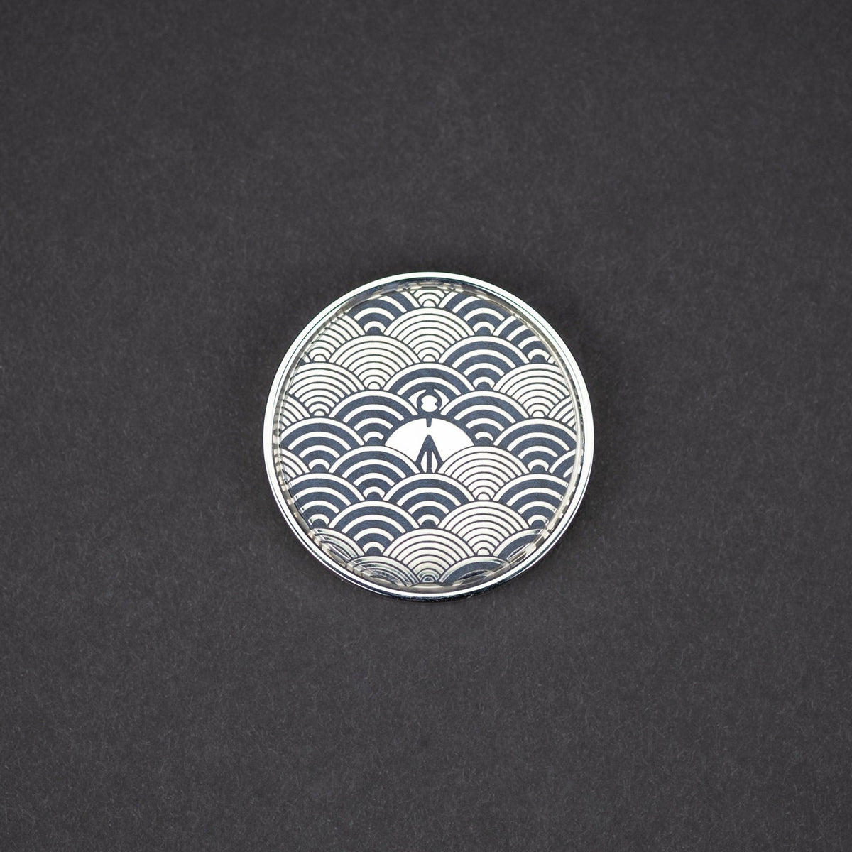 Umburry Super Click Haptic Coin with Seigaiha Motif - Titanium (Exclusive) - URBAN EDC®