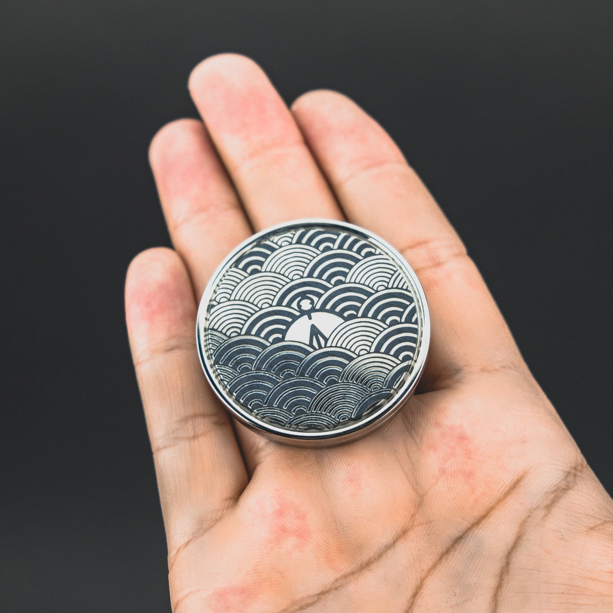 Umburry Super Click Haptic Coin with Seigaiha Motif - Titanium (Exclusive) - URBAN EDC®