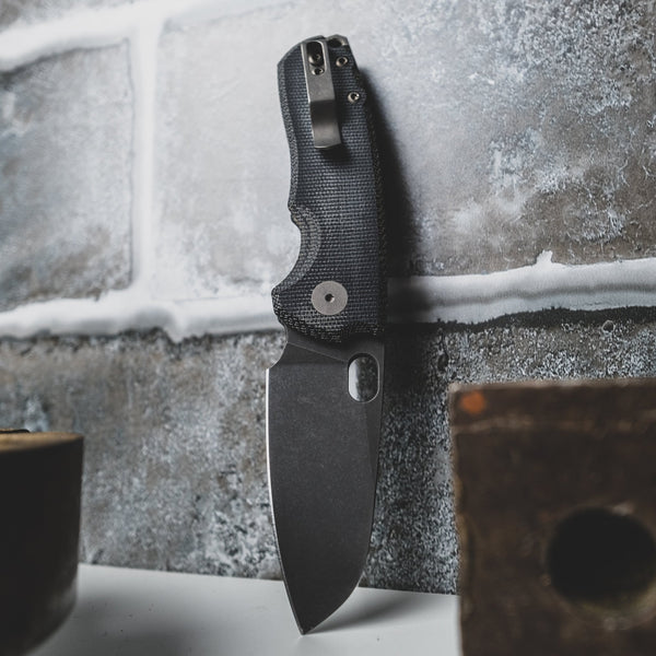 URBAN F5.5 - Black Micarta w/ Acid - Etched M390 Blade - URBAN EDC®