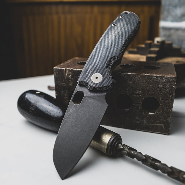 URBAN F5.5 - Black Micarta w/ Acid - Etched M390 Blade - URBAN EDC®