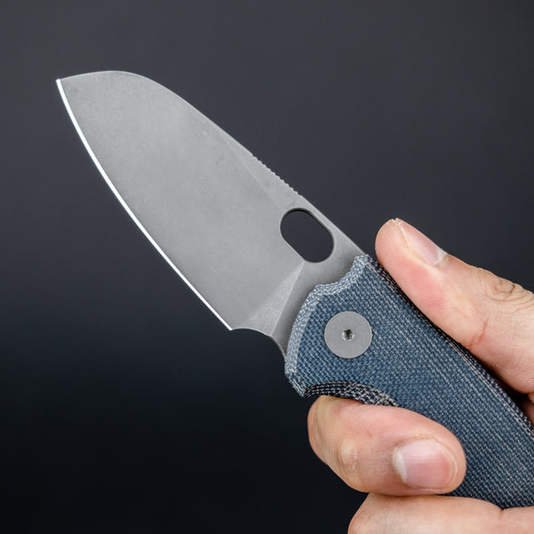 URBAN F5.5 - Blue Denim Micarta w/ Acid - Etched M390 - URBAN EDC®