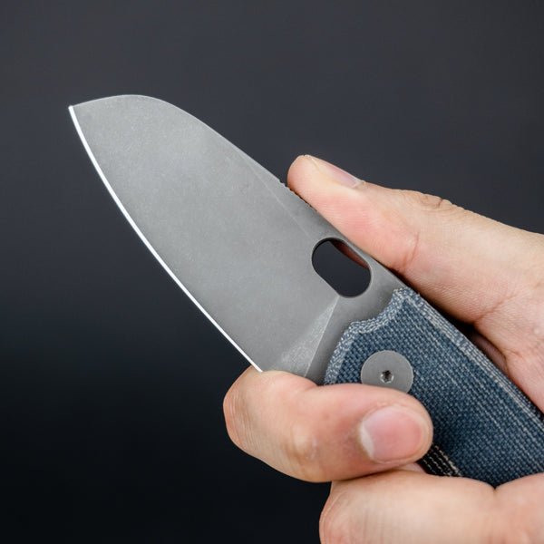 URBAN F5.5 - Blue Denim Micarta w/ Acid - Etched M390 - URBAN EDC®
