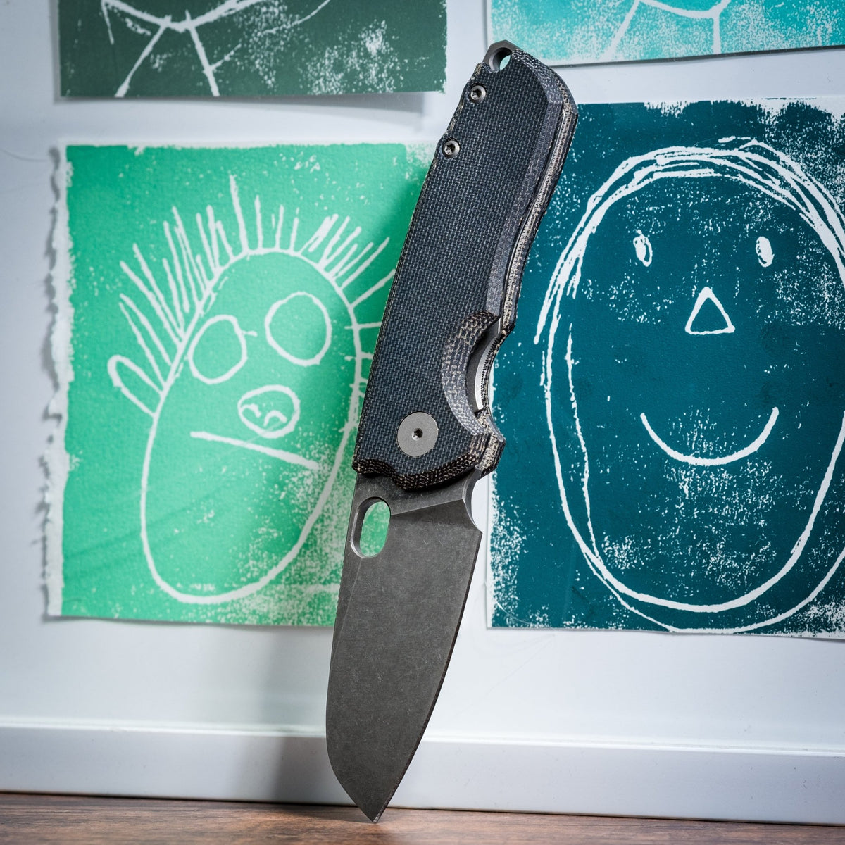 URBAN F5.5 - Blue Denim Micarta w/ Acid - Etched M390 - URBAN EDC®