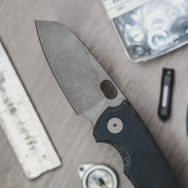 URBAN F5.5 - Blue Denim Micarta w/ Acid - Etched M390 - URBAN EDC®